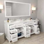 Caroline Parkway 72" Double Bath Vanity in White with White Quartz Top and Round Sinks with Brushed Nickel Faucets and Mirror