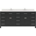 Caroline Parkway 72" Double Bath Vanity in Espresso with White Quartz Top and Square Sinks