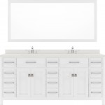 Caroline Parkway 72" Double Bath Vanity in White with White Quartz Top and Square Sinks and Matching Mirror