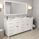 Caroline Parkway 72" Double Bath Vanity in White with White Quartz Top and Square Sinks and Matching Mirror