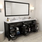 Caroline Parkway 72" Double Bath Vanity in Espresso with White Marble Top and Round Sinks and Matching Mirror