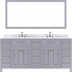 Caroline Parkway 72" Double Bath Vanity in Gray with White Marble Top and Round Sinks and Matching Mirror