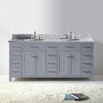 Caroline Parkway 72" Double Bath Vanity in Gray with White Marble Top and Round Sinks