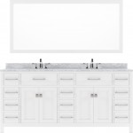 Caroline Parkway 72" Double Bath Vanity in White with White Marble Top and Round Sinks and Matching Mirror