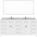 Caroline Parkway 72" Double Bath Vanity in White with White Marble Top and Round Sinks with Brushed Nickel Faucets and Mirror