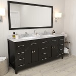 Caroline Parkway 72" Double Bath Vanity in Espresso with White Marble Top and Square Sinks and Matching Mirror