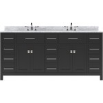 Caroline Parkway 72" Double Bath Vanity in Espresso with White Marble Top and Square Sinks