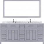 Caroline Parkway 72" Double Bath Vanity in Gray with White Marble Top and Square Sinks with Brushed Nickel Faucets and Mirror