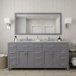 Caroline Parkway 72" Double Bath Vanity in Gray with White Marble Top and Square Sinks