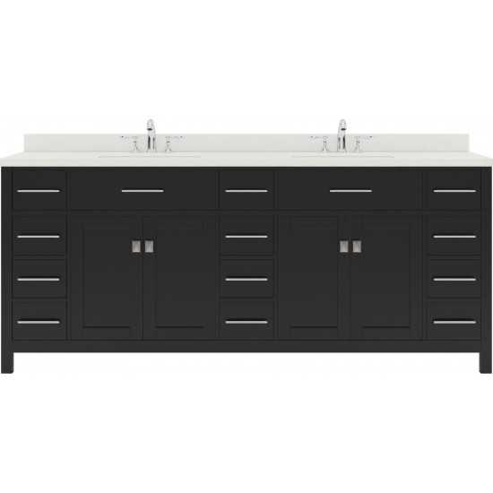 Caroline Parkway 78" Double Bath Vanity in Espresso with White Quartz Top and Round Sinks