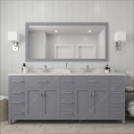 Caroline Parkway 78" Double Bath Vanity in Gray with White Quartz Top and Round Sinks and Matching Mirror