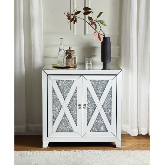 ACME Noralie Console Table, Mirrored & Faux Diamonds