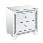 ACME Noralie Night Table, Mirrored & Faux Diamonds