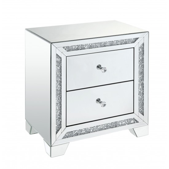 ACME Noralie Night Table, Mirrored & Faux Diamonds