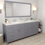 Caroline Parkway 78" Double Bath Vanity in Gray with White Quartz Top and Square Sinks and Matching Mirror