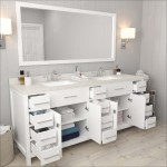 Caroline Parkway 78" Double Bath Vanity in White with White Quartz Top and Square Sinks and Matching Mirror