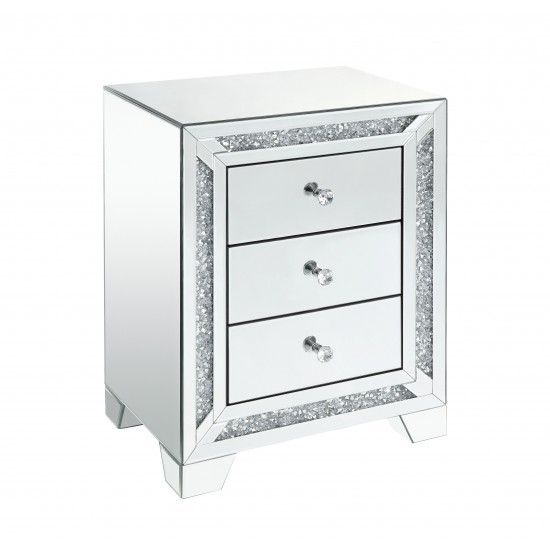 ACME Noralie Night Table, Mirrored & Faux Diamonds