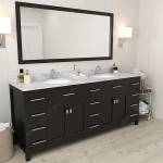 Caroline Parkway 78" Double Bath Vanity in Espresso with White Marble Top and Round Sinks and Matching Mirror