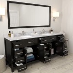 Caroline Parkway 78" Double Bath Vanity in Espresso with White Marble Top and Round Sinks and Matching Mirror