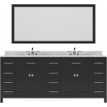 Caroline Parkway 78" Double Bath Vanity in Espresso with White Marble Top and Round Sinks with Brushed Nickel Faucets and Mir