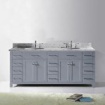 Caroline Parkway 78" Double Bath Vanity in Gray with White Marble Top and Round Sinks