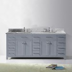 Caroline Parkway 78" Double Bath Vanity in Gray with White Marble Top and Square Sinks