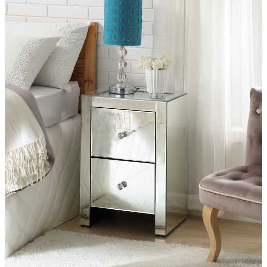 ACME Noralie Night Table, Mirrored & Faux Diamonds