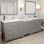 Caroline Parkway 93" Double Bath Vanity in Cashmere Gray with White Quartz Top and Round Sinks and Matching Mirror