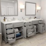 Caroline Parkway 93" Double Bath Vanity in Cashmere Gray with White Quartz Top and Round Sinks