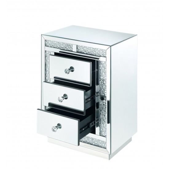 ACME Mallika Night Table, Mirrored & Faux Crystals