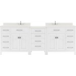 Caroline Parkway 93" Double Bath Vanity in White with White Quartz Top and Round Sinks