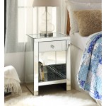 ACME Noralie Night Table, Mirrored & Faux Diamonds