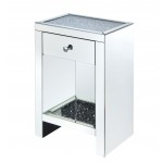 ACME Noralie Night Table, Mirrored & Faux Diamonds