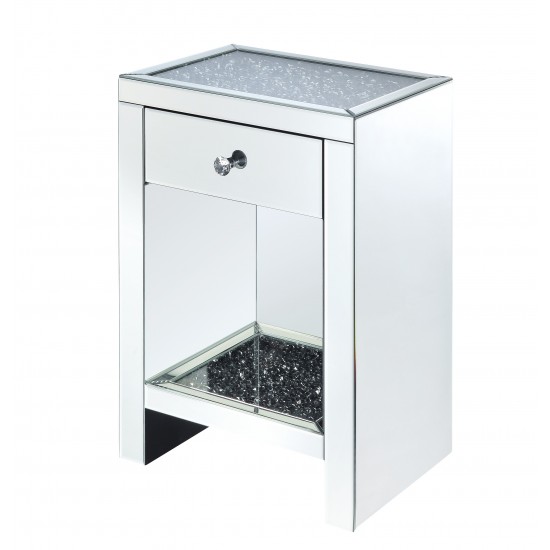 ACME Noralie Night Table, Mirrored & Faux Diamonds