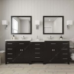 Caroline Parkway 93" Double Bath Vanity in Espresso with White Quartz Top and Square Sinks and Matching Mirror