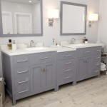 Caroline Parkway 93" Double Bath Vanity in Gray with White Quartz Top and Square Sinks and Matching Mirror