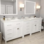 Caroline Parkway 93" Double Bath Vanity in White with White Quartz Top and Square Sinks with Polished Chrome Faucets and Mirr