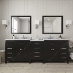 Caroline Parkway 93" Double Bath Vanity in Espresso with White Marble Top and Round Sinks with Brushed Nickel Faucets and Mir