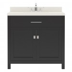 Caroline 36" Single Bath Vanity in Espresso with White Quartz Top and Round Sink