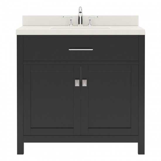 Caroline 36" Single Bath Vanity in Espresso with White Quartz Top and Round Sink