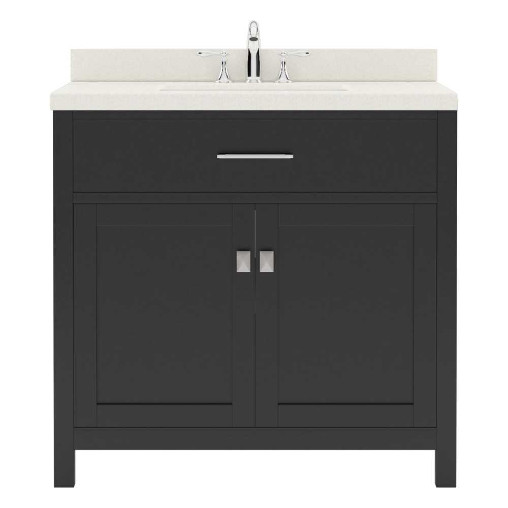 Caroline 36" Single Bath Vanity in Espresso with White Quartz Top and Round Sink