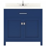 Caroline 36" Single Bath Vanity in French Blue with White Quartz Top and Round Sink