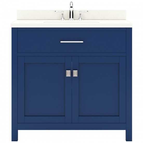 Caroline 36" Single Bath Vanity in French Blue with White Quartz Top and Round Sink