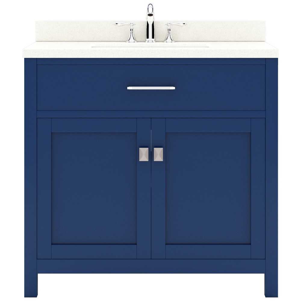 Caroline 36" Single Bath Vanity in French Blue with White Quartz Top and Round Sink