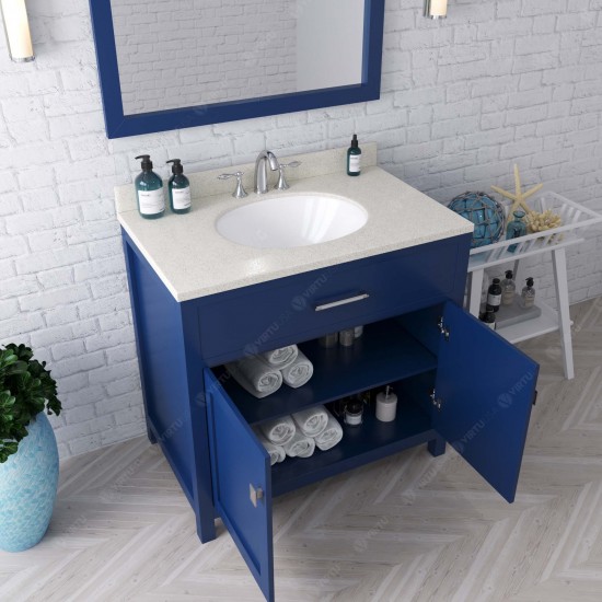 Caroline 36" Single Bath Vanity in French Blue with White Quartz Top and Round Sink