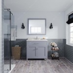 Caroline 36" Single Bath Vanity in Gray with White Quartz Top and Round Sink and Matching Mirror