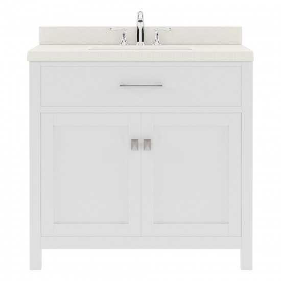 Caroline 36" Single Bath Vanity in White with White Quartz Top and Round Sink