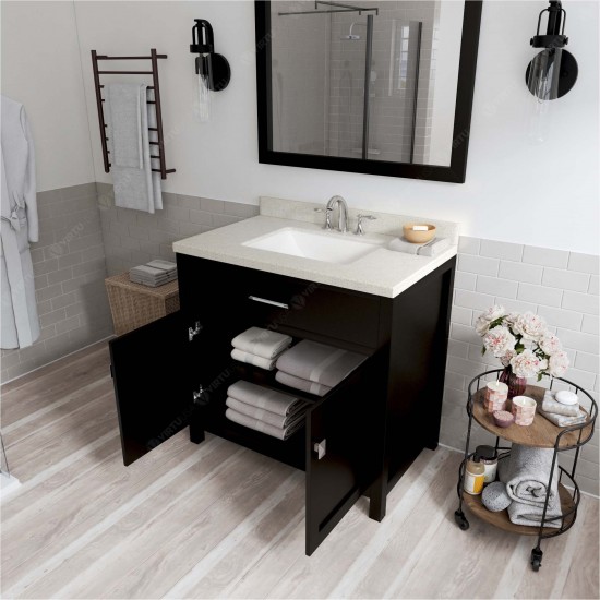 Caroline 36" Single Bath Vanity in Espresso with White Quartz Top and Square Sink