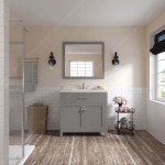 Caroline 36" Single Bath Vanity in Gray with White Quartz Top and Square Sink with Polished Chrome Faucet and Matching Mirror