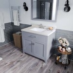 Caroline 36" Single Bath Vanity in Gray with White Quartz Top and Square Sink with Polished Chrome Faucet and Matching Mirror